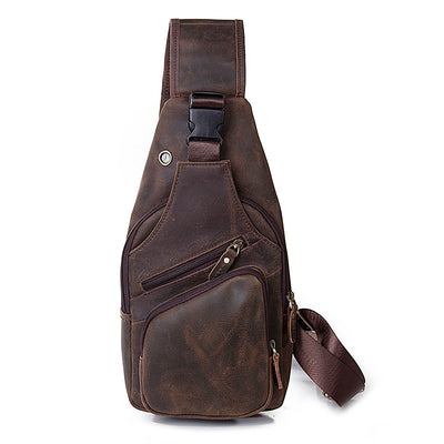 Bolsa Pecho Cuero Genuino para Hombre - Estilo Retro 8 Pulgadas Multifunción - Image 8