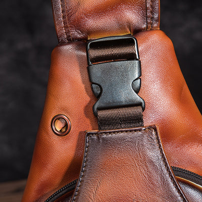 Bolsa Pecho Cuero Genuino para Hombre - Estilo Retro 8 Pulgadas Multifunción - Image 7