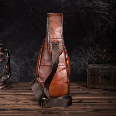 Bolsa Pecho Cuero Genuino para Hombre - Estilo Retro 8 Pulgadas Multifunción - Image 5