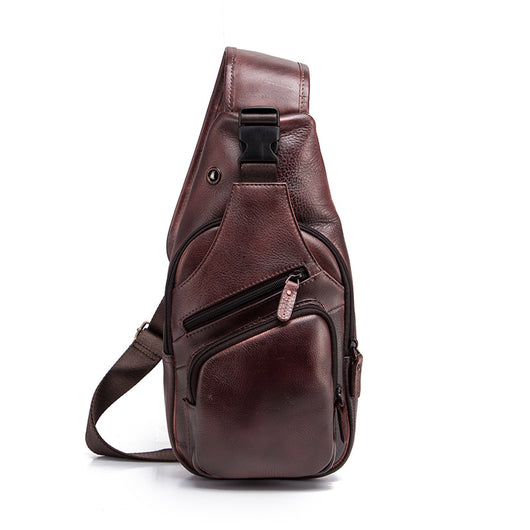 Bolsa Pecho Cuero Genuino para Hombre - Estilo Retro 8 Pulgadas Multifunción - Image 9