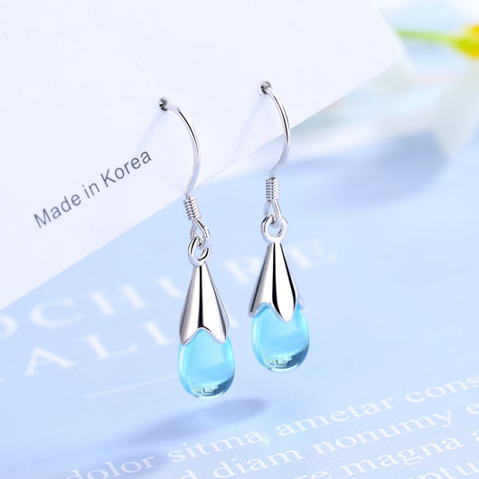 Aretes Largos de Gota Azul con Borla Elegante - Image 10