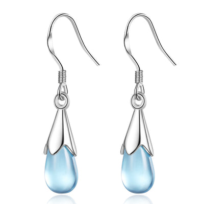 Aretes Largos de Gota Azul con Borla Elegante - Image 5