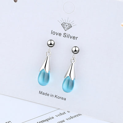 Aretes Largos de Gota Azul con Borla Elegante - Image 3