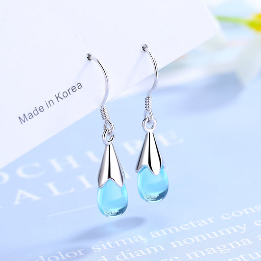 Aretes Largos de Gota Azul con Borla Elegante - Image 2