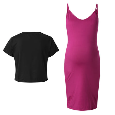 Conjunto Premamá: Falda Suspender con Blusa Cuello Redondo - Image 8