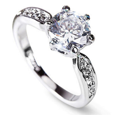 Anillo de Diamante Oro Rosado con Seis Garras - Alianza de Boda Clásica - Image 7