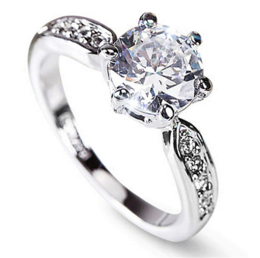 Anillo de Diamante Oro Rosado con Seis Garras - Alianza de Boda Clásica - Image 7