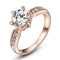 Classic Crystal Rose Dorado Six-claw Diamond Ring Wedding Ring Rose Dorado 6
