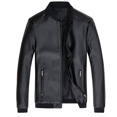Chaqueta de Cuero para Motociclista con Cuello de Pie - Estilo Casual Masculino - Image 7