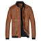 Chaqueta de Cuero para Motociclista con Cuello de Pie - Estilo Casual Masculino