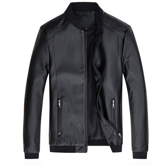 Chaqueta de Cuero para Motociclista con Cuello de Pie - Estilo Casual Masculino - Image 3