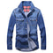 Camisa Vaquera Denim Slim Fit Hombre Algodón Puro Manga Larga Otoño Talla 3XL