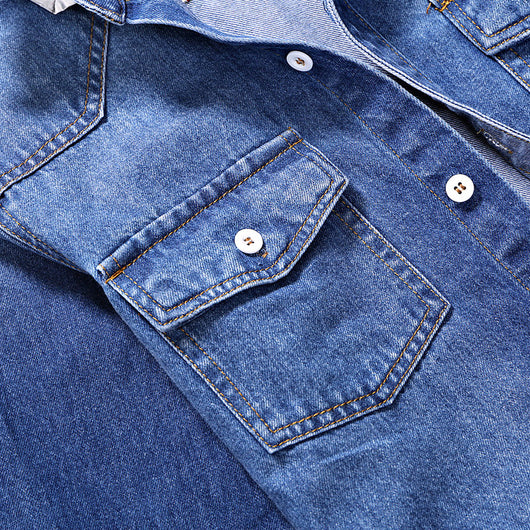 Camisa Vaquera Denim Slim Fit Hombre Algodón Puro Manga Larga Otoño Talla 3XL - Image 3