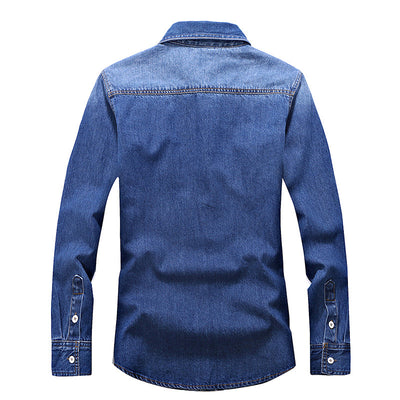 Camisa Vaquera Denim Slim Fit Hombre Algodón Puro Manga Larga Otoño Talla 3XL - Image 4