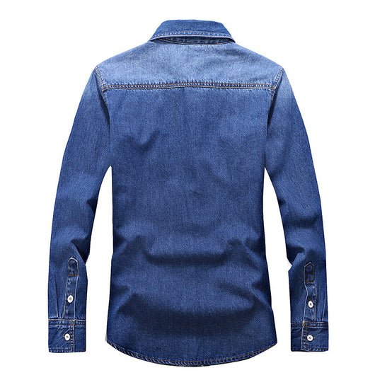 Camisa Vaquera Denim Slim Fit Hombre Algodón Puro Manga Larga Otoño Talla 3XL - Image 4