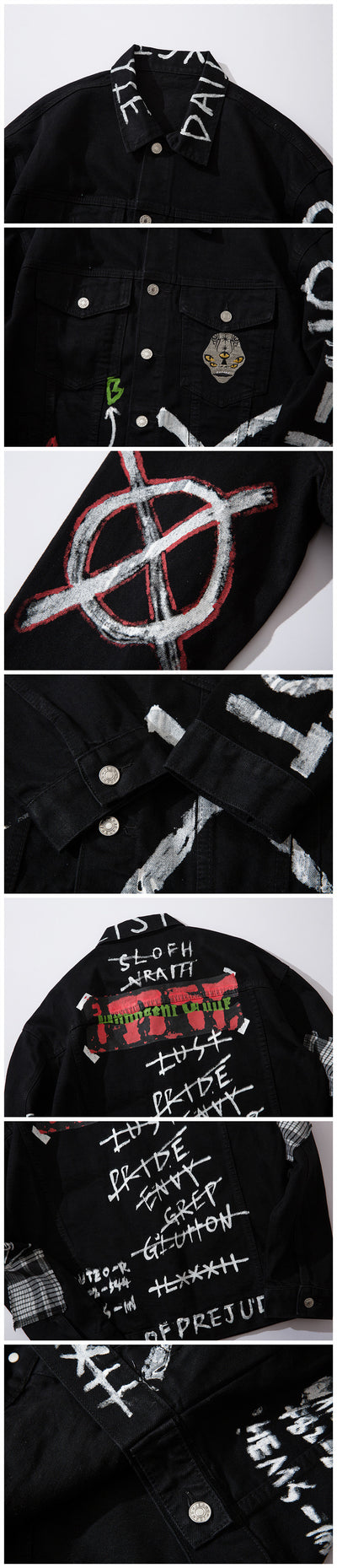 Chaqueta Denim Negra con Estampado para Hombre - Cardigan de Moda Otoño Invierno - Image 10