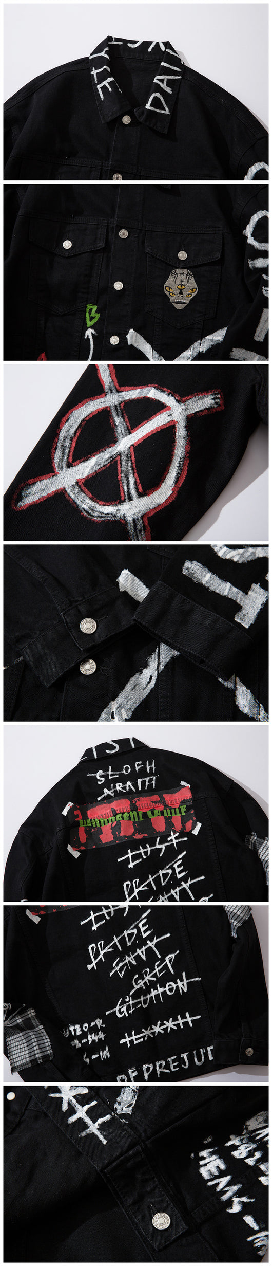 Chaqueta Denim Negra con Estampado para Hombre - Cardigan de Moda Otoño Invierno - Image 10