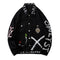 Chaqueta Denim Negra con Estampado para Hombre - Cardigan de Moda Otoño Invierno