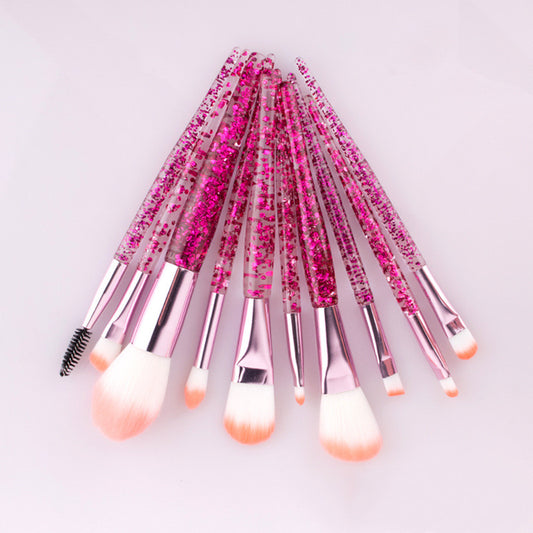 Set de 10 Brochas de Maquillaje con Mango Relleno de Polvo