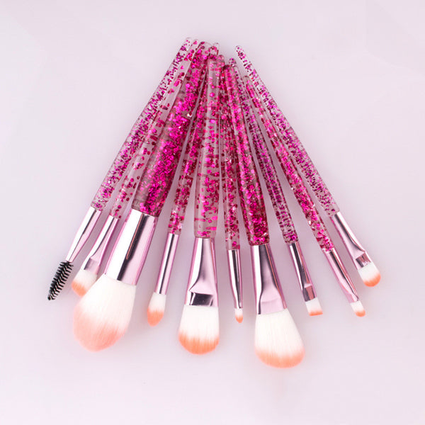Set de 10 Brochas de Maquillaje con Mango Relleno de Polvo