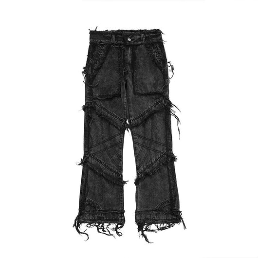 Pantalones Vaqueros Punk Rotos con Flecos - Estilo Street Extreme para Hombre - Image 9