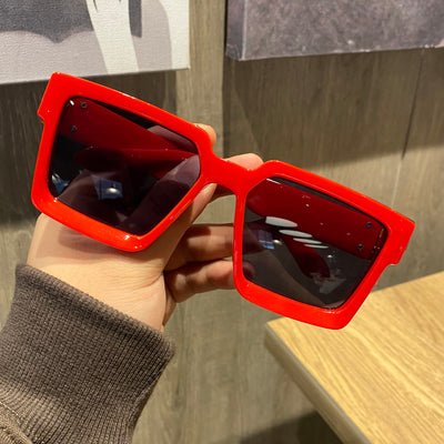 Gafas de Sol Oversized Hip-Hop Rojo Intenso - Estilo Urbano Trendy - Image 9