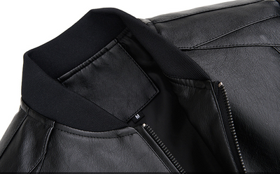 Chaqueta de Cuero para Motociclista con Cuello de Pie - Estilo Casual Masculino - Image 9