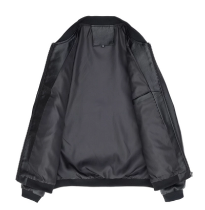 Chaqueta de Cuero para Motociclista con Cuello de Pie - Estilo Casual Masculino - Image 4