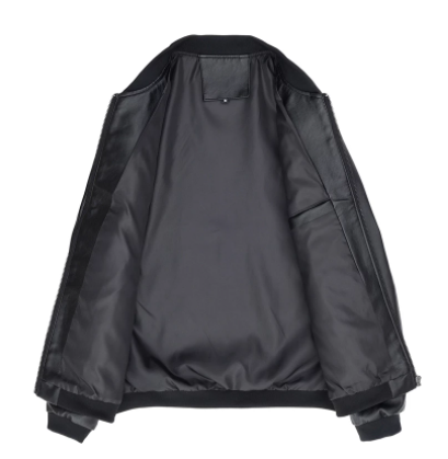 Chaqueta de Cuero para Motociclista con Cuello de Pie - Estilo Casual Masculino - Image 4