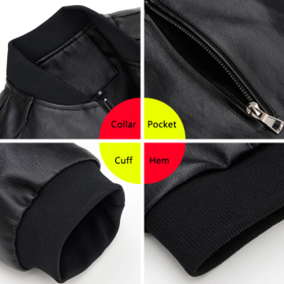 Chaqueta de Cuero para Motociclista con Cuello de Pie - Estilo Casual Masculino - Image 5