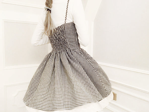 Vestido Niña Cuadros con Lazos y Volantes de Encaje - Estilo Romántico