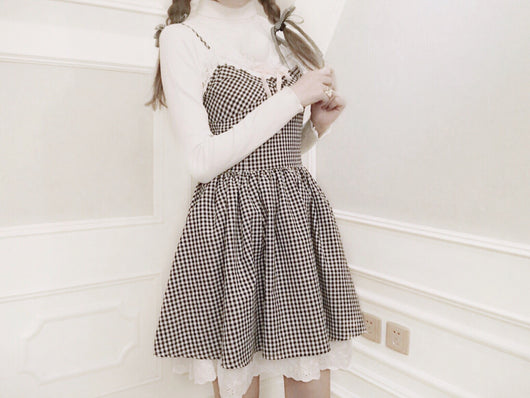 Vestido Niña Cuadros con Lazos y Volantes de Encaje - Estilo Romántico - Image 3