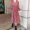 Vestido Retro Floral con Mangas Abullonadas y Cuello en V