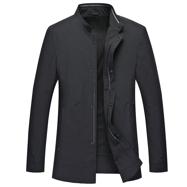 Chaqueta Ejecutiva para Hombre con Cuello de Pie y Cierre Deportivo