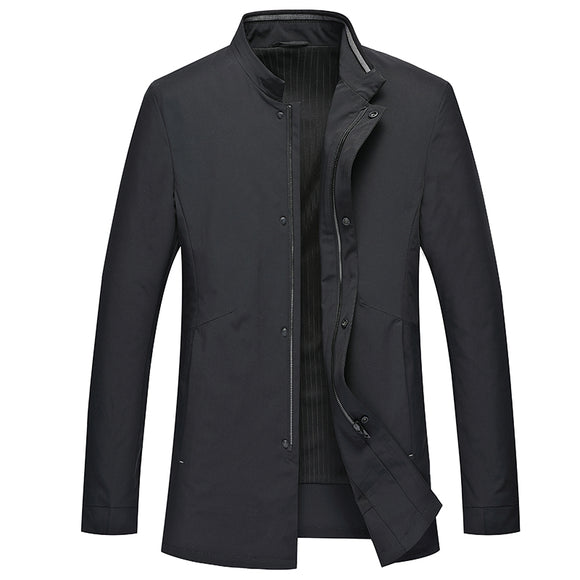 Chaqueta Ejecutiva para Hombre con Cuello de Pie y Cierre Deportivo
