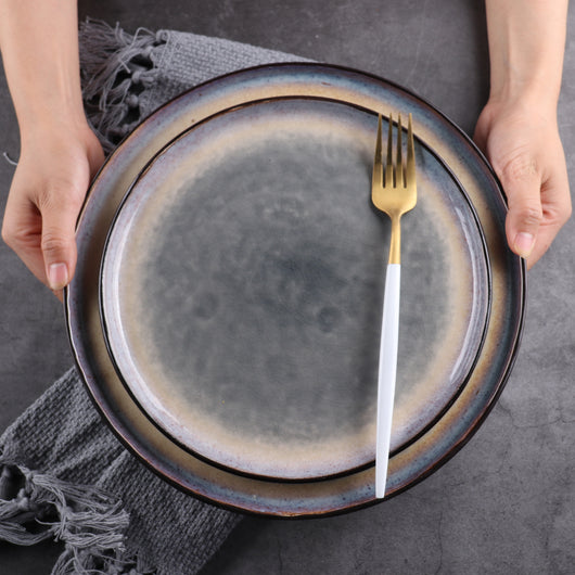 Plato y Taza de Cerámica Japonesa Estilo Retro con Efecto Craquelado - Image 6