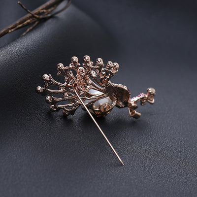 Broche Pavo Real Esmaltado con Cristales Brillantes para Mujer - Image 5
