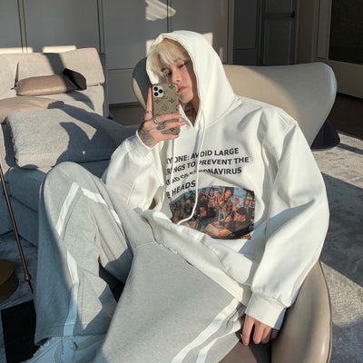 Sudadera Estampada con Capucha Unisex Estilo Europeo - Diseño de Letras para Parejas - Image 10