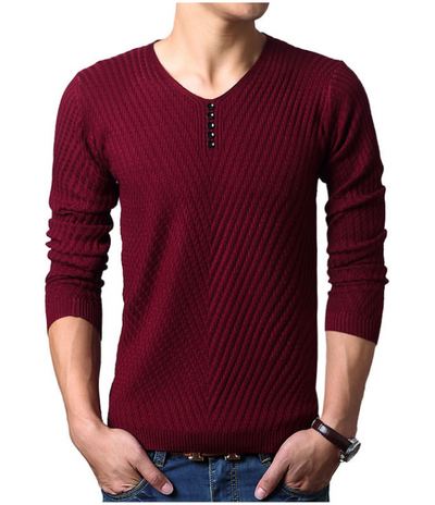 Suéter Hombre Cuello V Slim Fit Color Sólido Base Térmica - Image 9