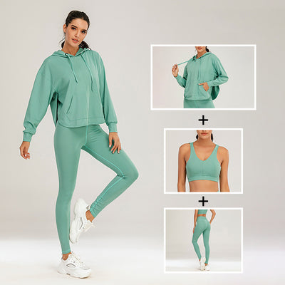 Conjunto Deportivo Yoga Otoño Invierno Mujer - Traje Deportivo Liso Estilo Europeo