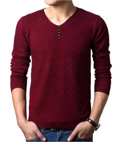 Suéter Hombre Cuello V Slim Fit Color Sólido Base Térmica - Image 2
