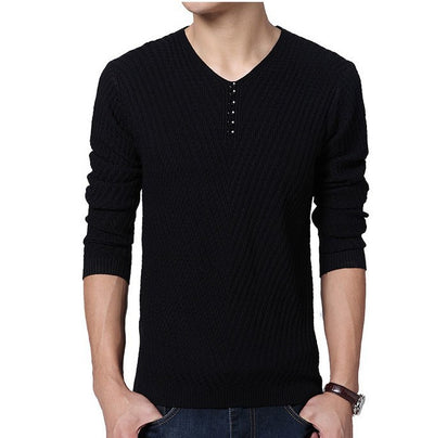 Suéter Hombre Cuello V Slim Fit Color Sólido Base Térmica