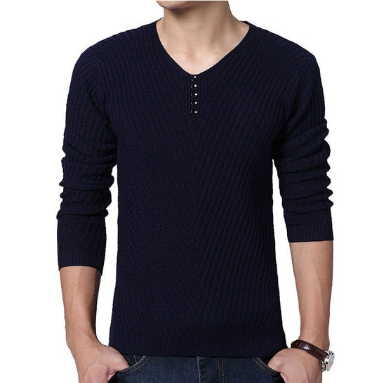 Suéter Hombre Cuello V Slim Fit Color Sólido Base Térmica - Image 3