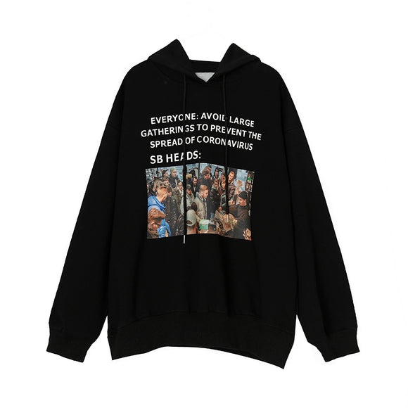 Moletom Estampado com Capuz Unissex Estilo Europeu - Design de Letras para Casais