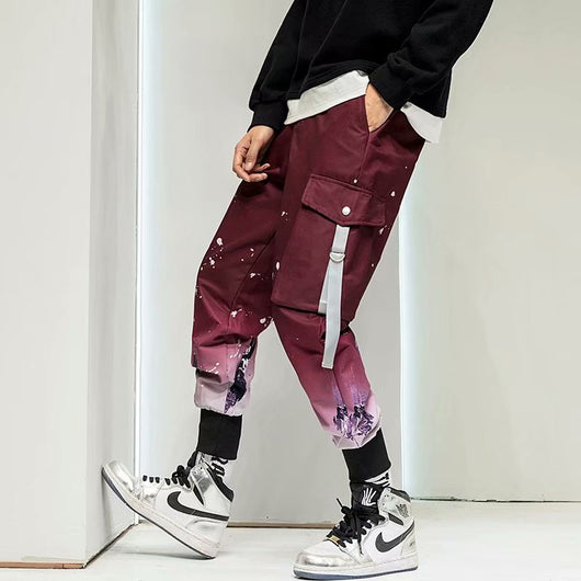 Pantalones Holgados Degradado Tendencia Cintura Ajustable - Image 3
