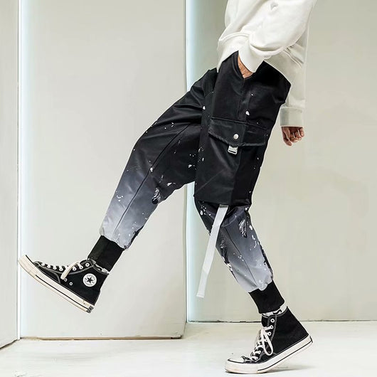 Pantalones Holgados Degradado Tendencia Cintura Ajustable - Image 4