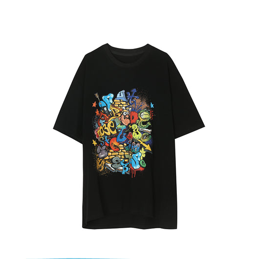 Playera Relajada para Parejas con Estampado Graffiti Cartoon - Image 5