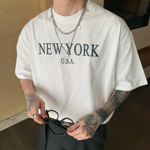 Camiseta Casual de Verano para Hombre con Estampado de Letras