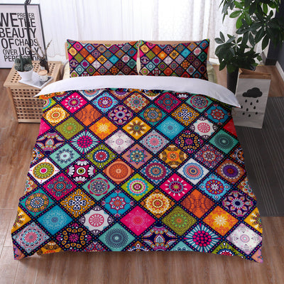 Juego de Sábanas Mandala con Funda de Almohada - Impresión Digital de 3 Piezas