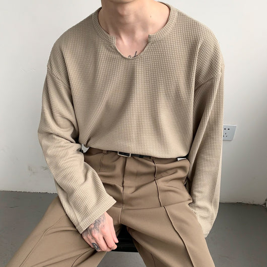 Camiseta Manga Larga Hombre Color Sólido